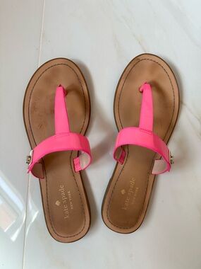 kate spade Neon Pink Patent Leather Thong Sandals